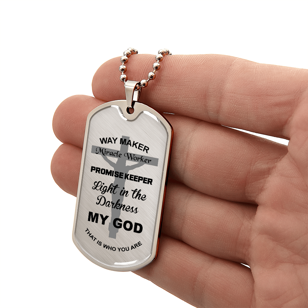 Way Maker Miracle Worker Dog Tag Necklace
