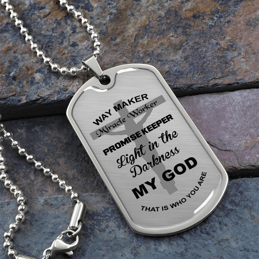Way Maker Miracle Worker Dog Tag Necklace