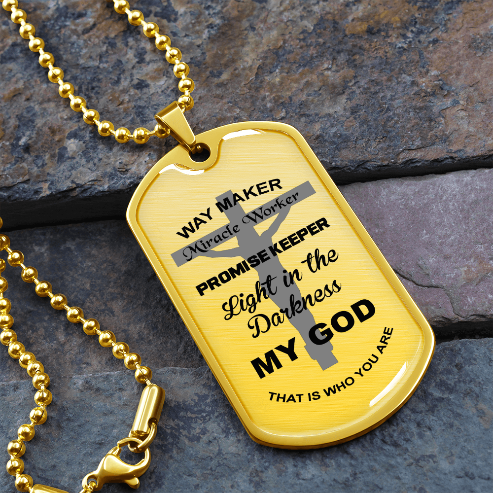 Way Maker Miracle Worker Dog Tag Necklace