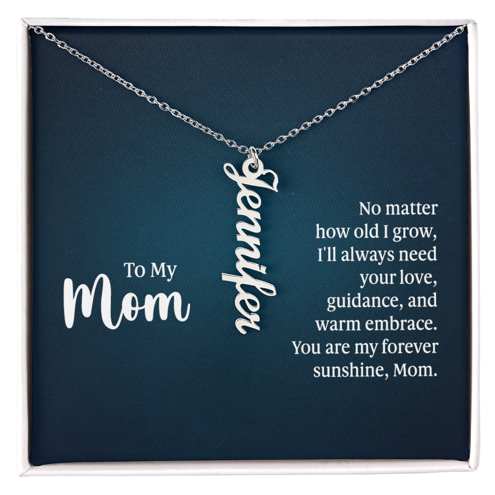 Vertical Name Necklace with Mom Message Card
