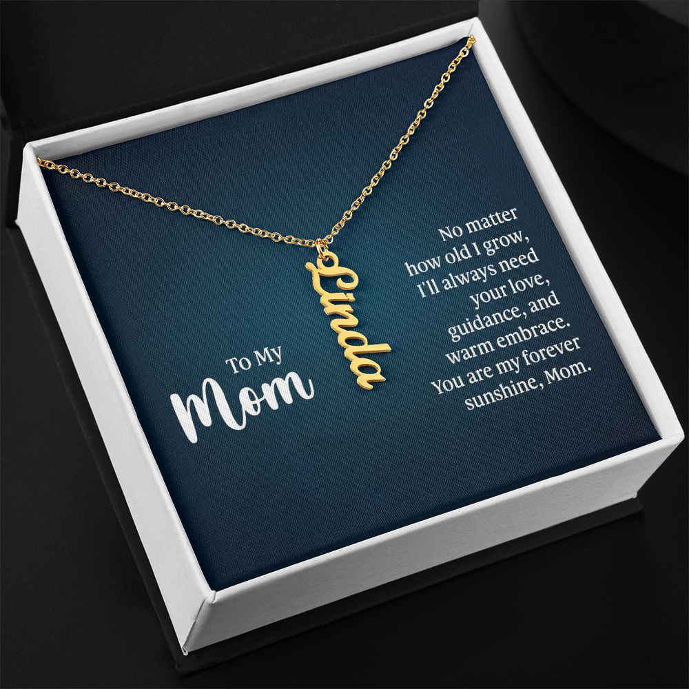 Vertical Name Necklace with Mom Message Card