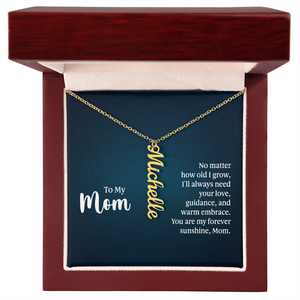 Vertical Name Necklace with Mom Message Card