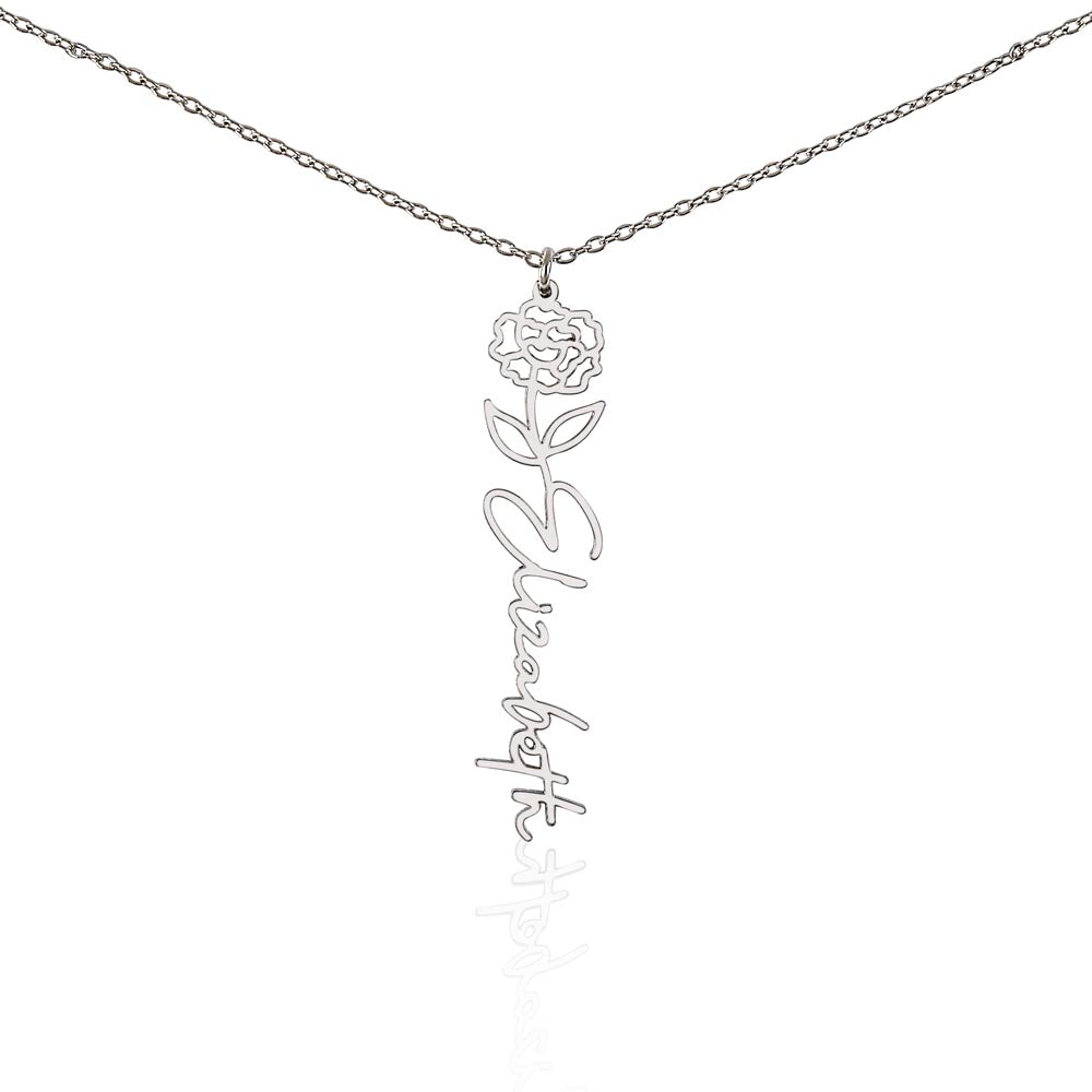Birth Month Flower Name Necklace