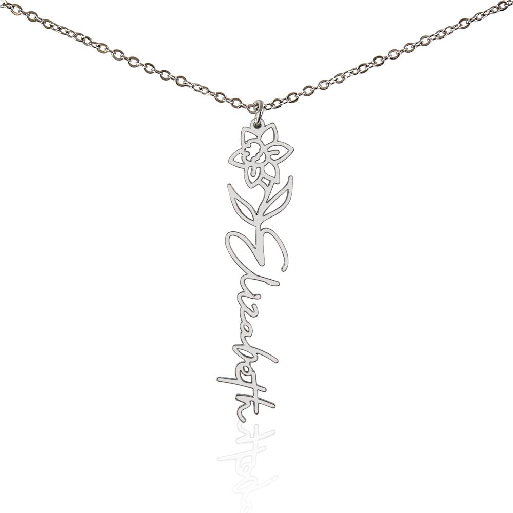 Birth Month Flower Name Necklace