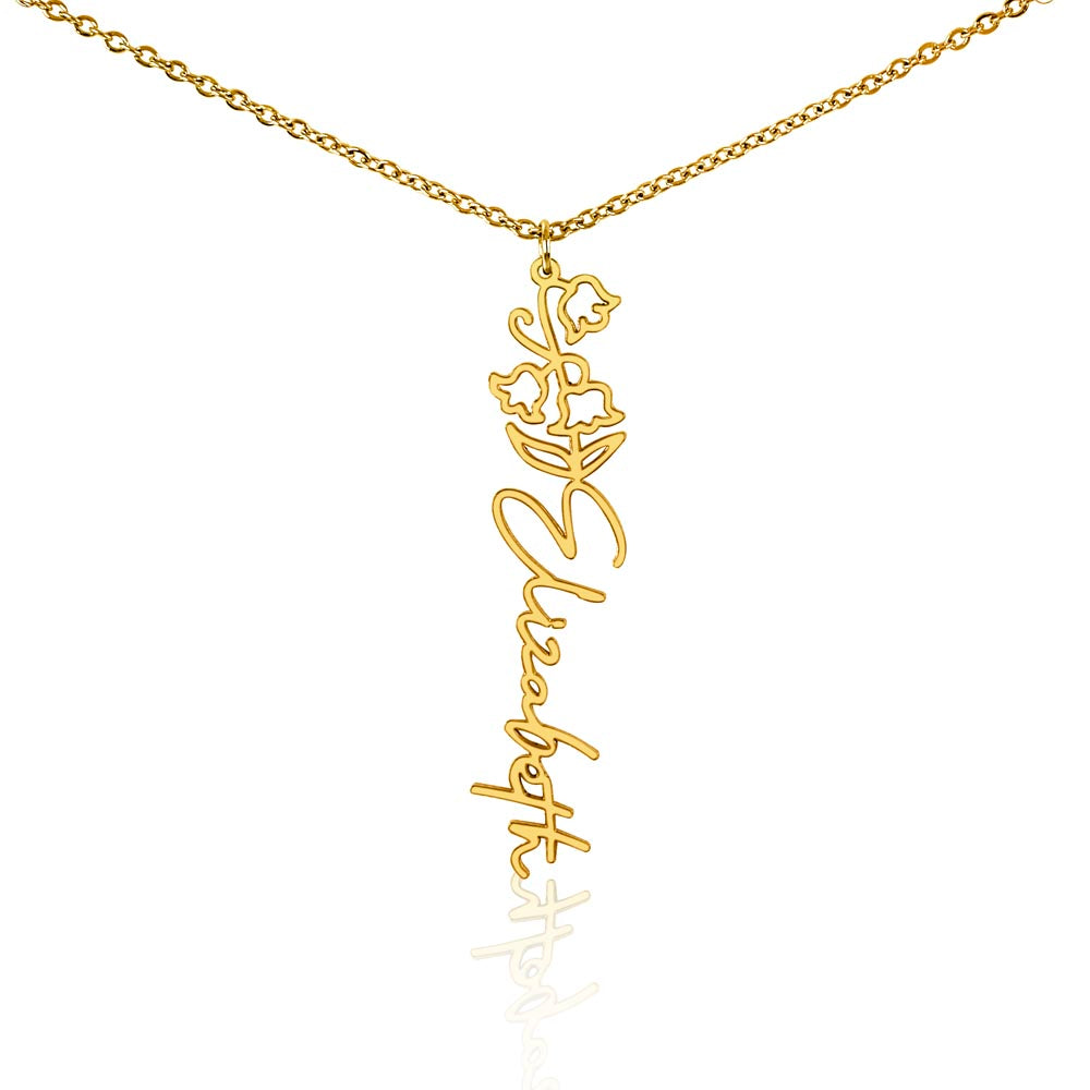 Birth Month Flower Name Necklace