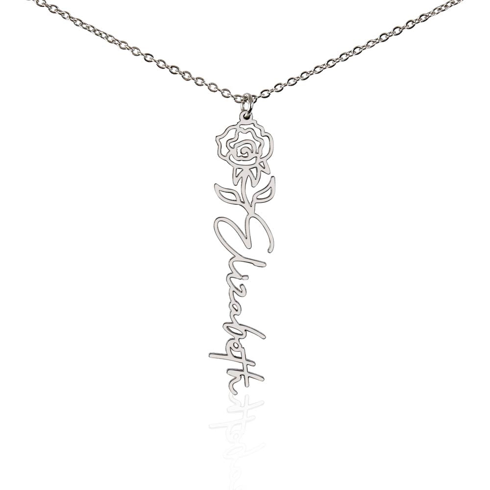 Birth Month Flower Name Necklace