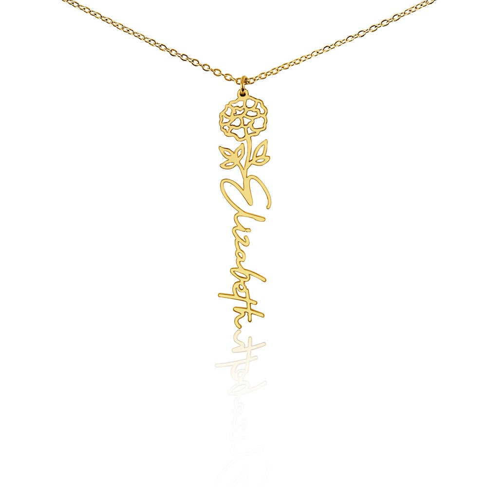 Birth Month Flower Name Necklace