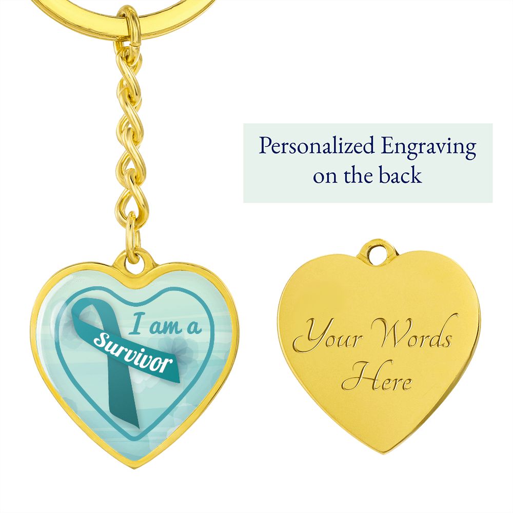 Ovarian Cancer Survivor Keychain Heart