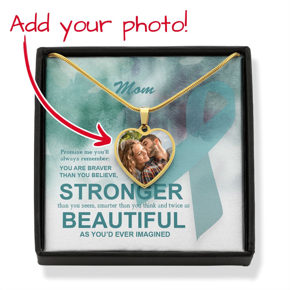 Mom Ovarian Cancer Necklace and Message Card