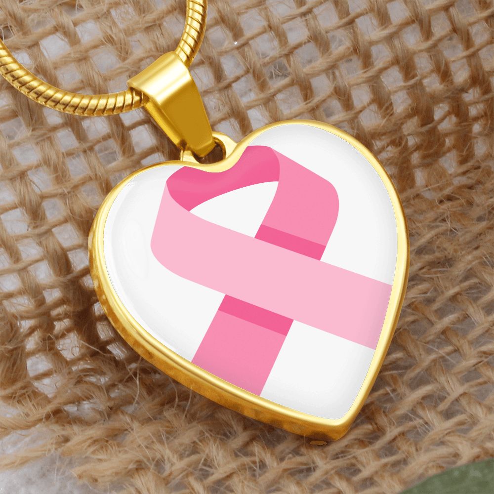 Breast Cancer Ribbon Heart Necklace