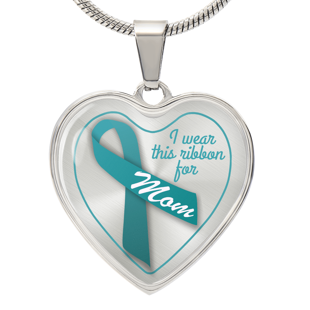 mom ovarian cancer heart necklace