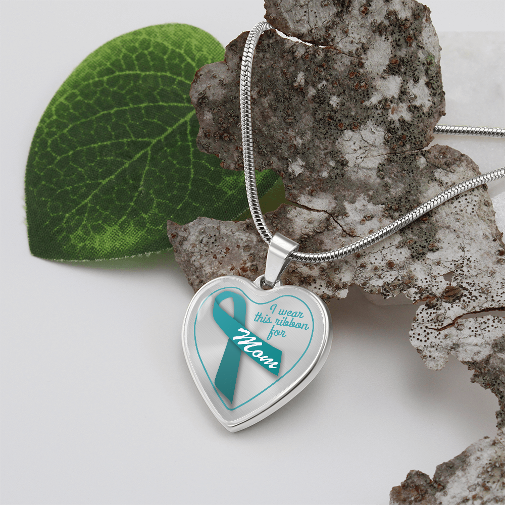 mom ovarian cancer heart necklace