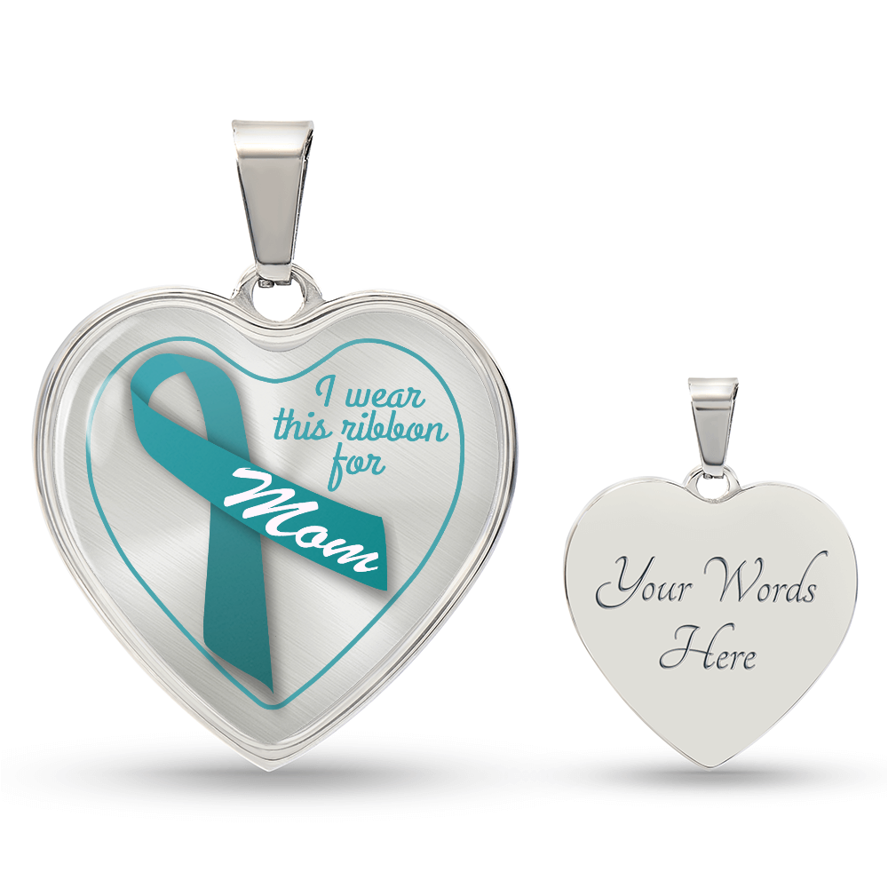 mom ovarian cancer heart necklace