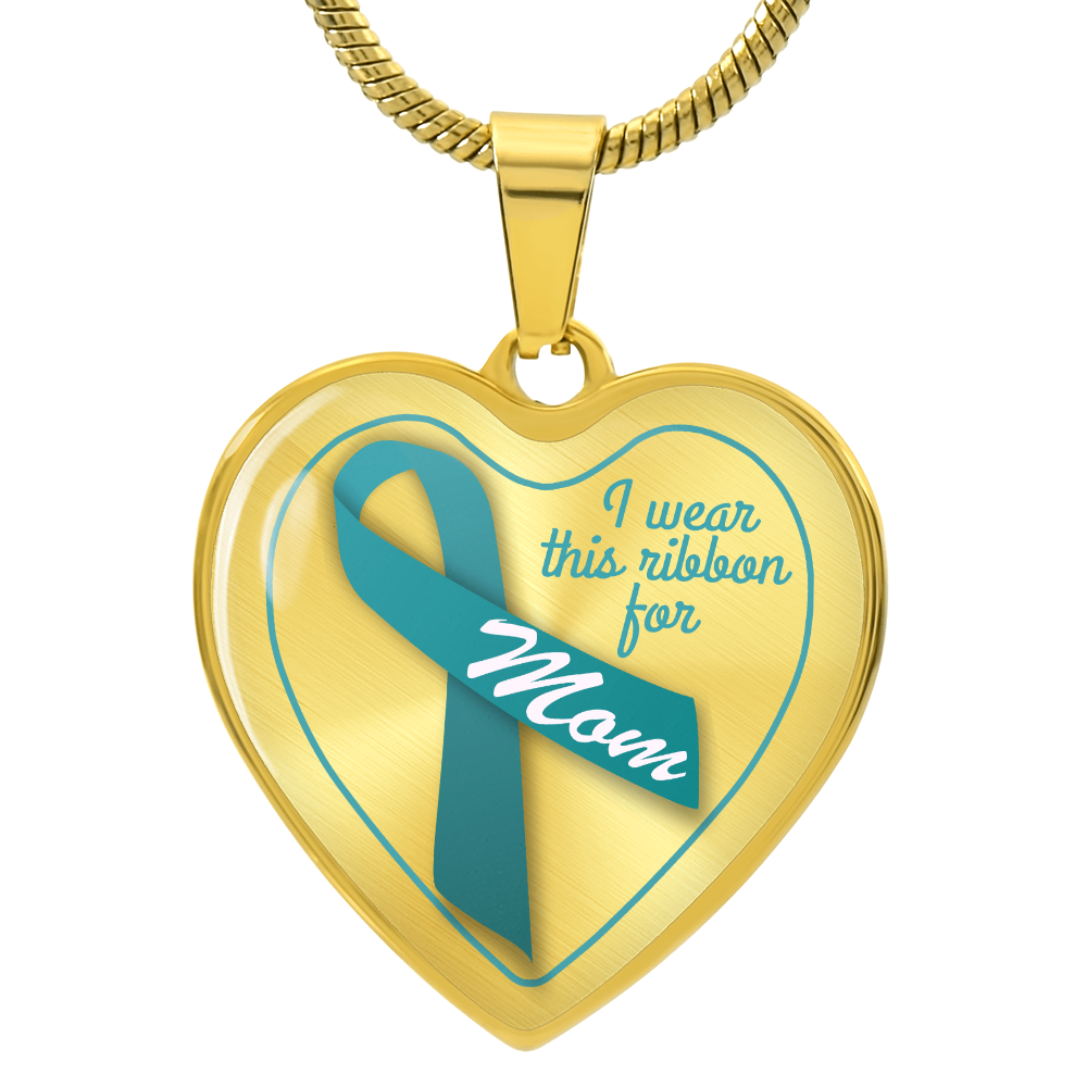 mom ovarian cancer heart necklace