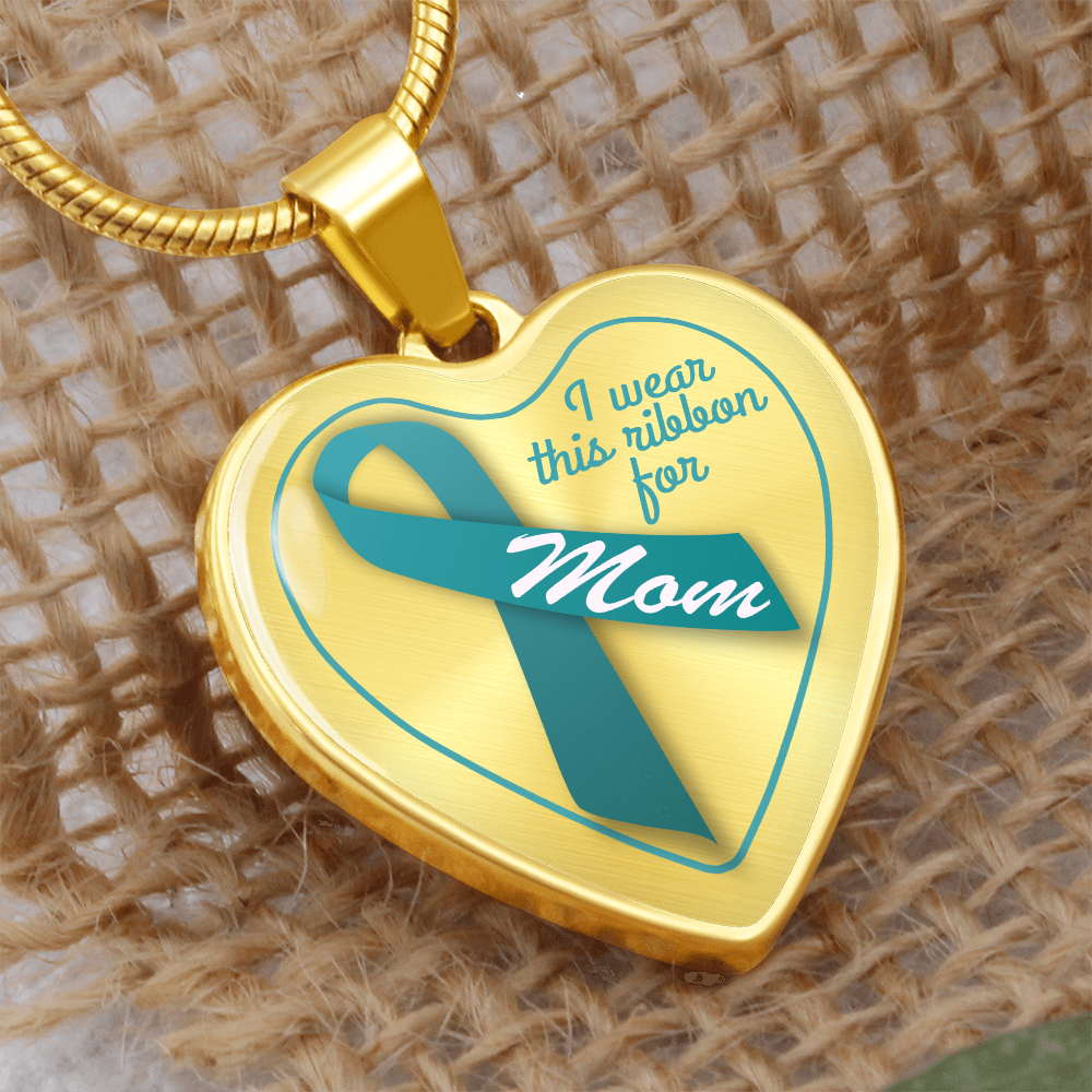 mom ovarian cancer heart necklace
