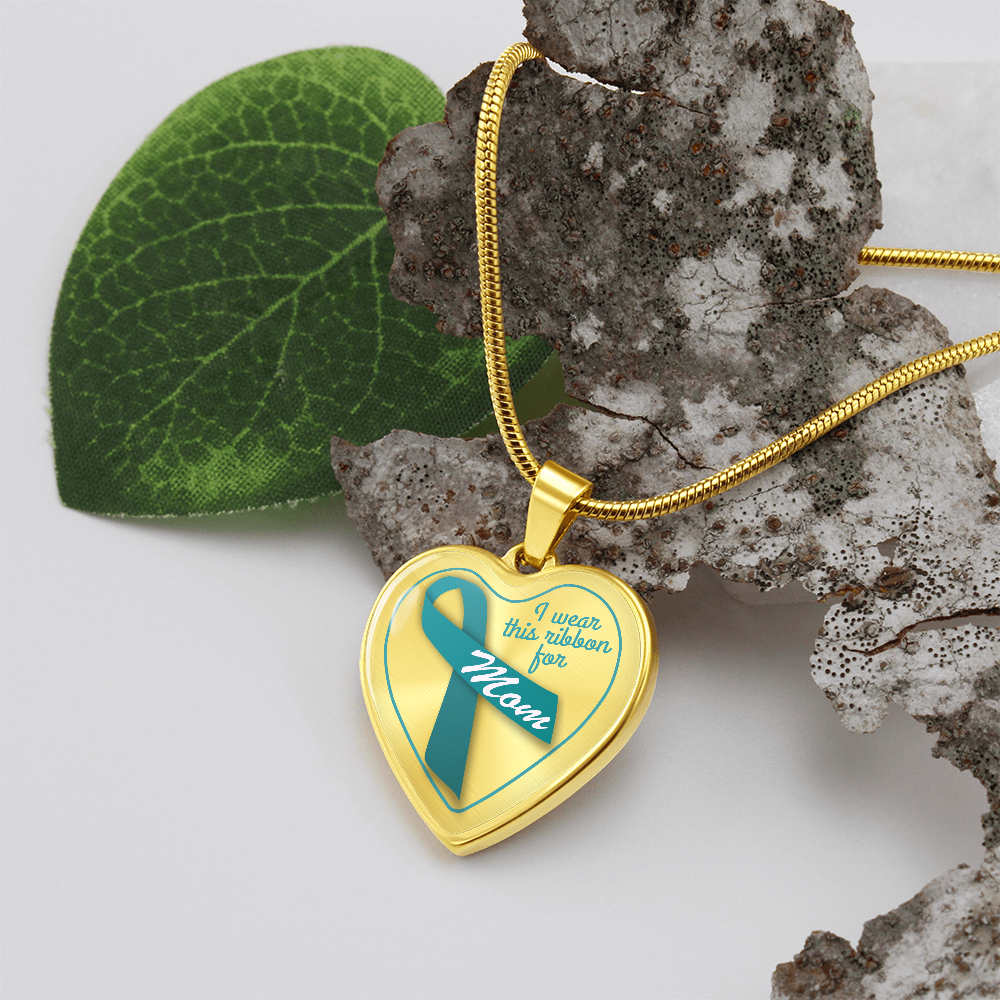 mom ovarian cancer heart necklace
