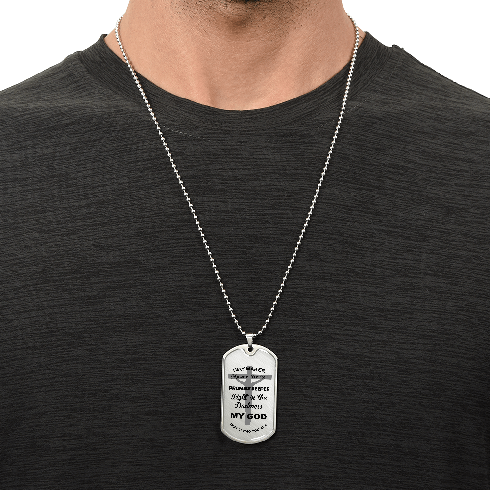 Way Maker Miracle Worker Dog Tag Necklace