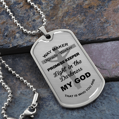Way Maker Miracle Worker Dog Tag Necklace