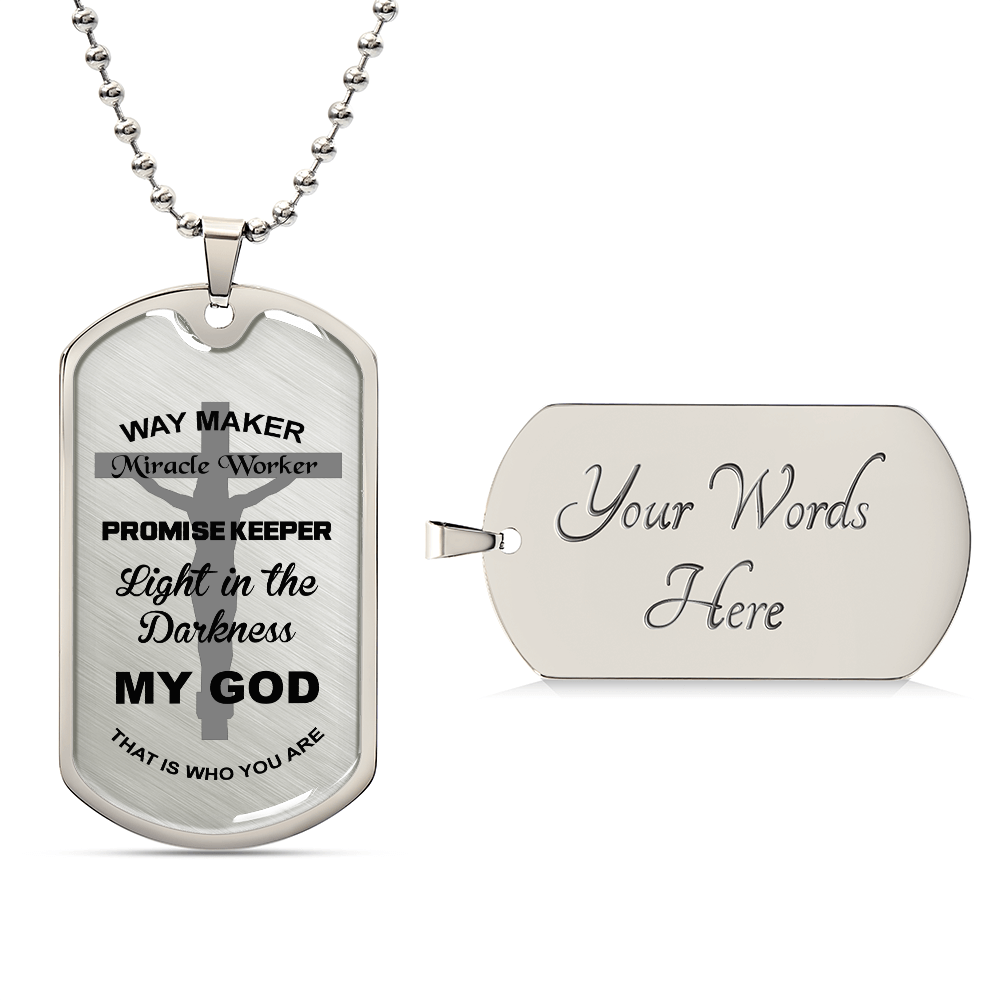 Way Maker Miracle Worker Dog Tag Necklace