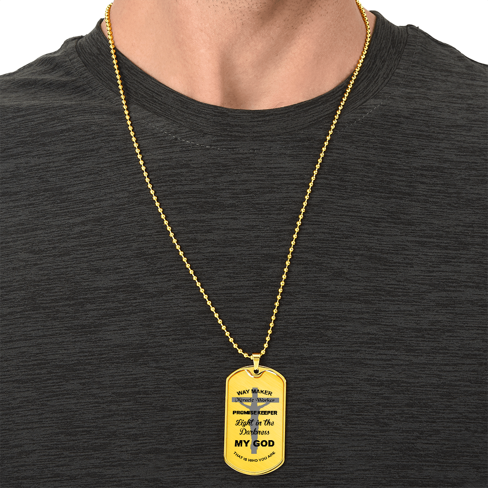 Way Maker Miracle Worker Dog Tag Necklace