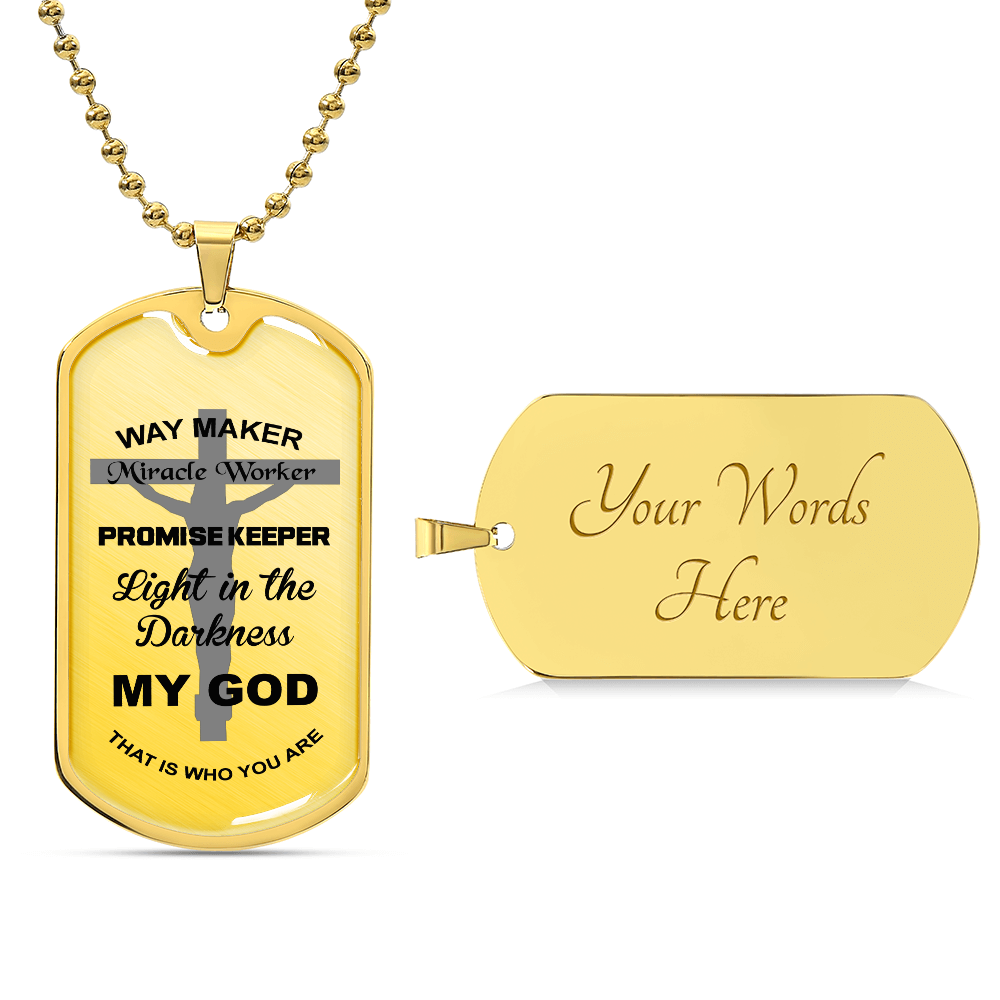 Way Maker Miracle Worker Dog Tag Necklace