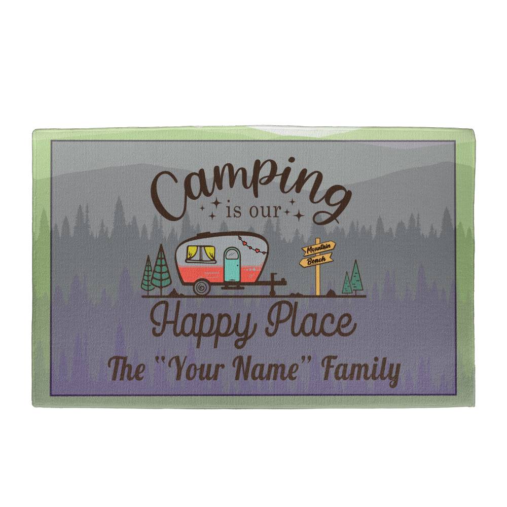 Camping Happy Place Personalized Door Matt