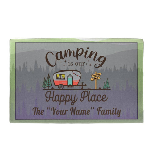 Camping Happy Place Personalized Door Matt