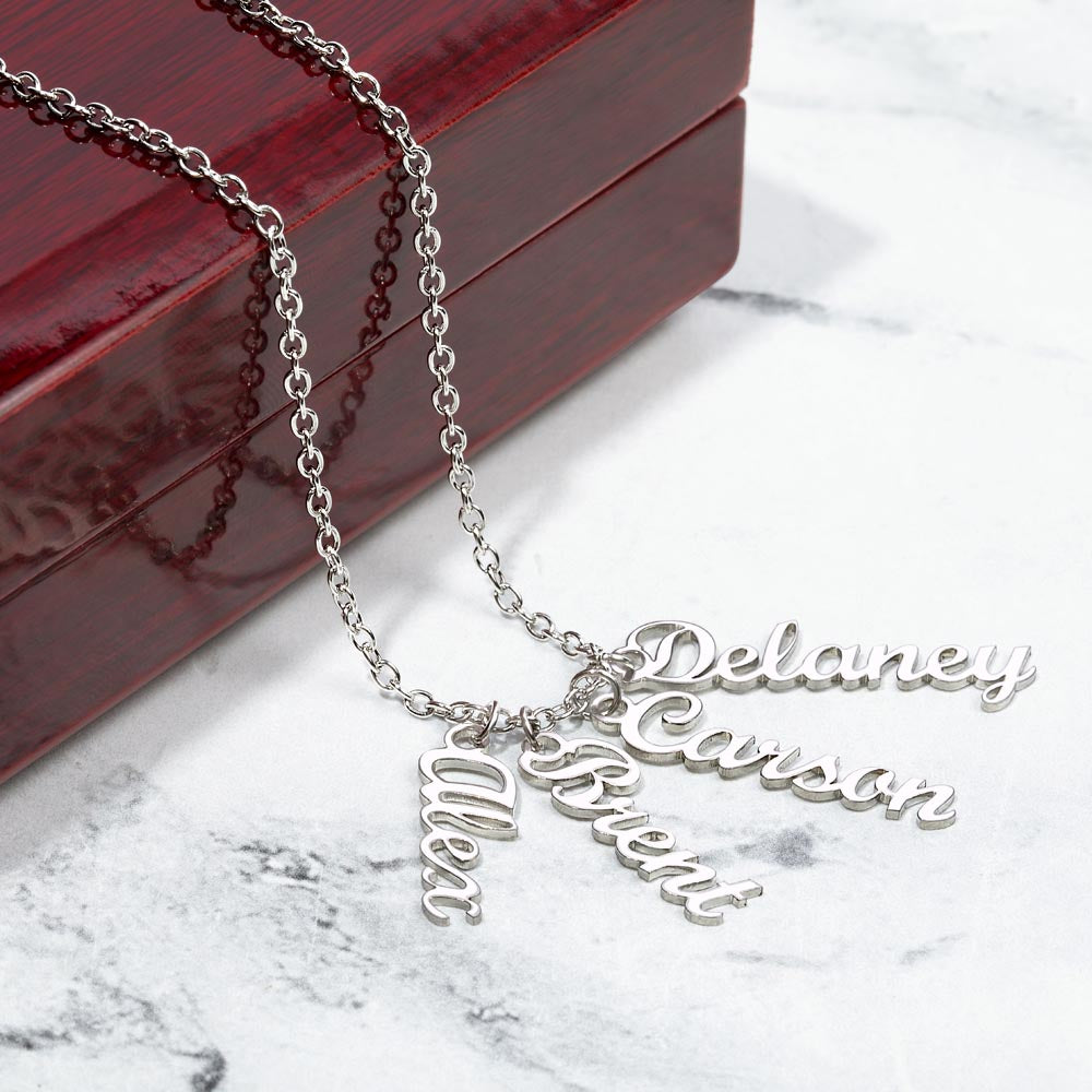 Multiple Names Vertical Necklace