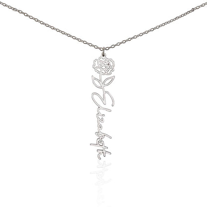 Birth Month Flower Name Necklace