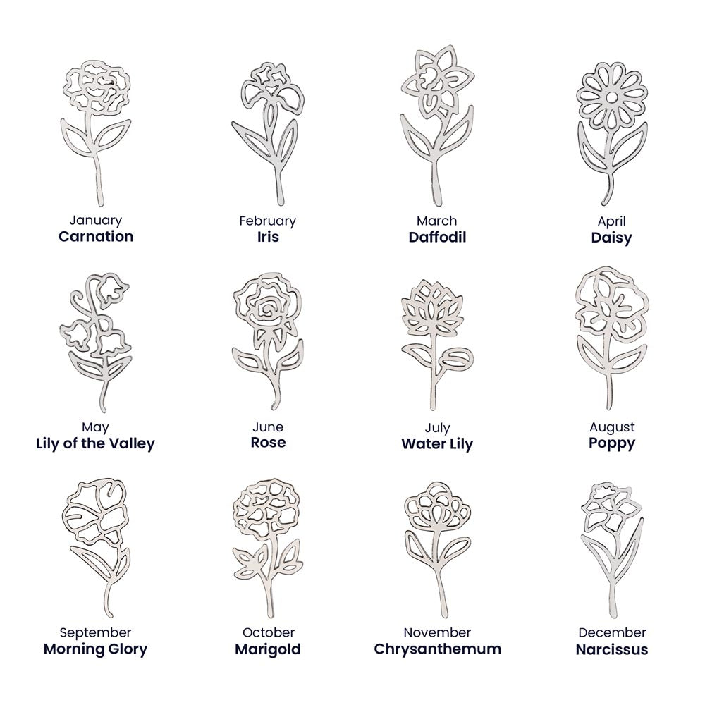 Birth Month Flower Name Necklace