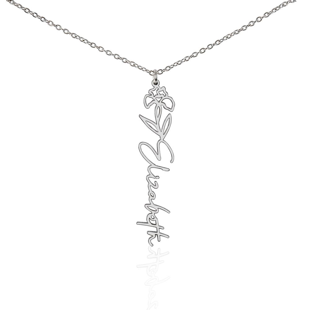 Birth Month Flower Name Necklace