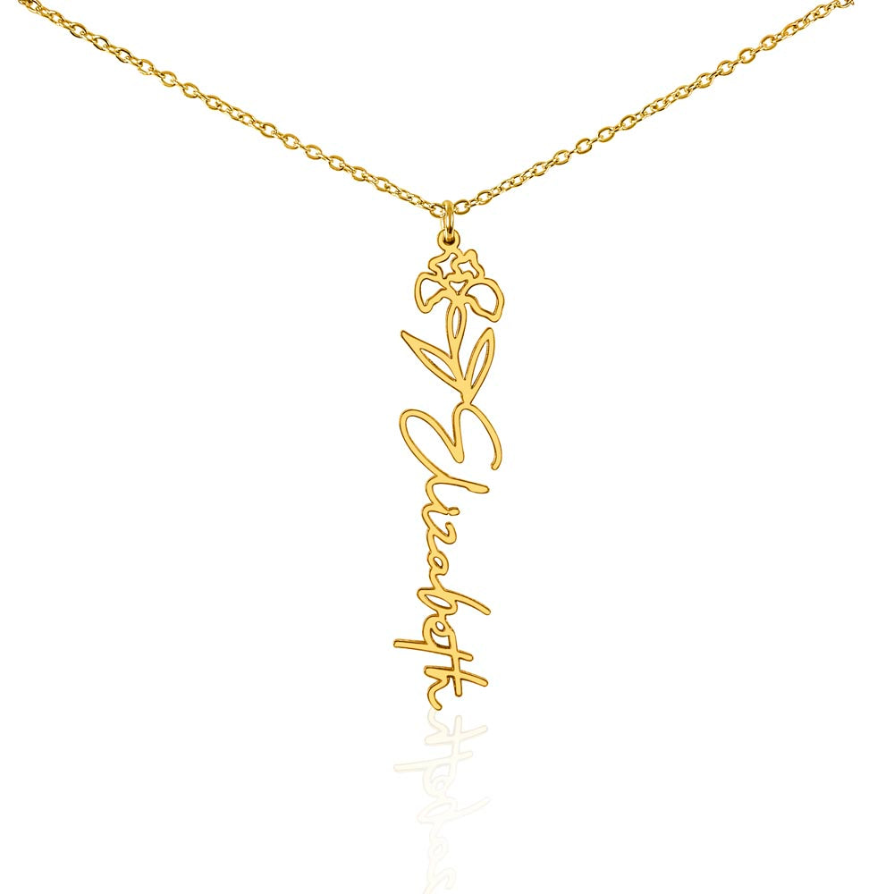 Birth Month Flower Name Necklace