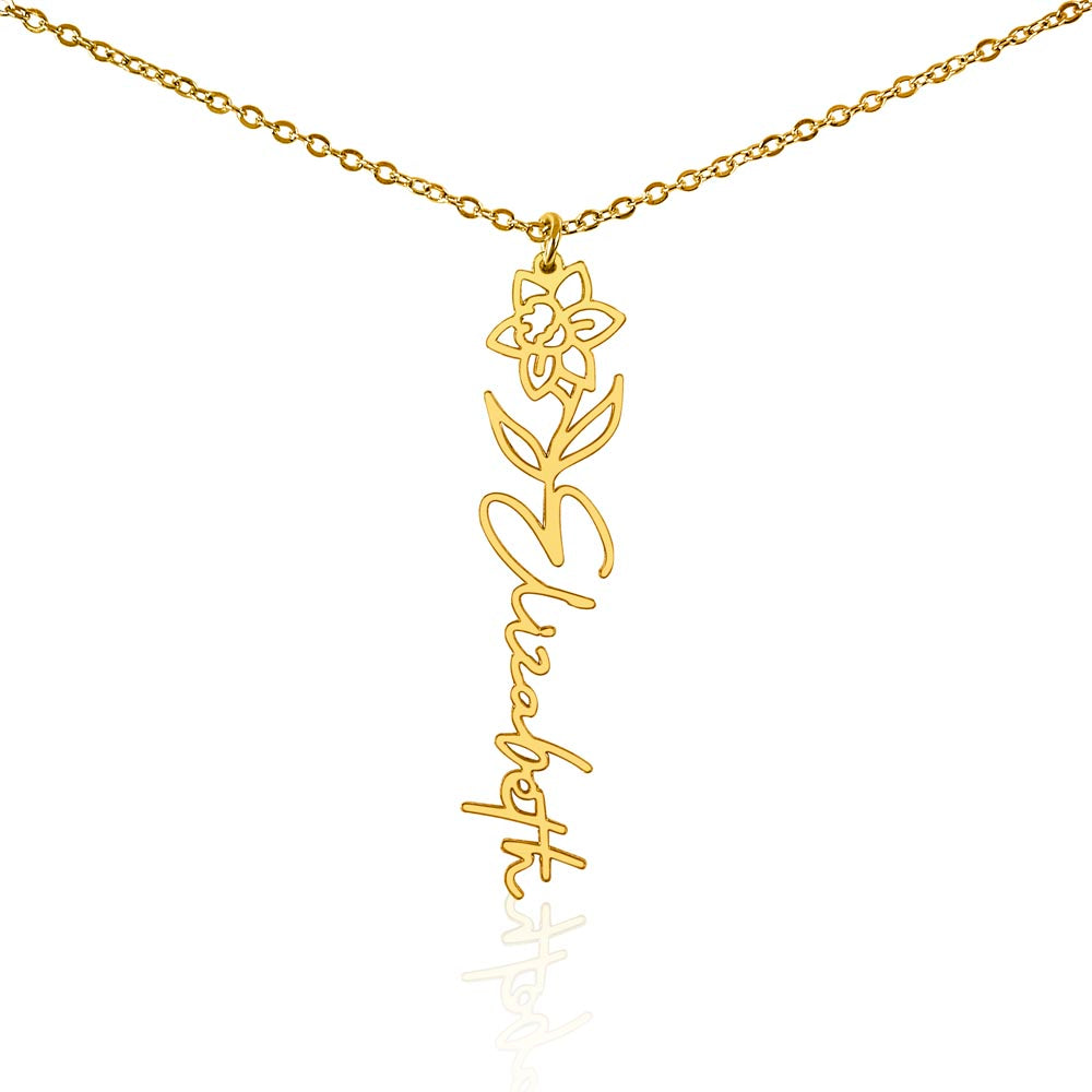 Birth Month Flower Name Necklace