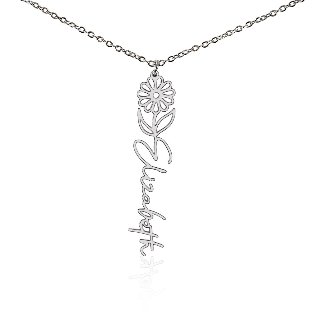 Birth Month Flower Name Necklace
