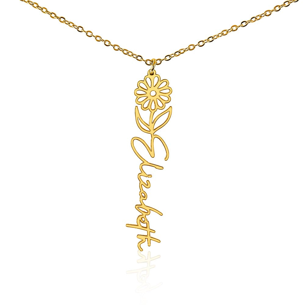 Birth Month Flower Name Necklace