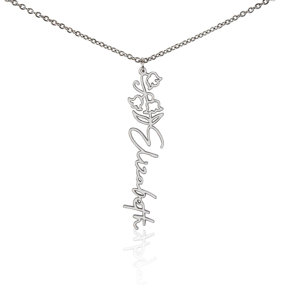 Birth Month Flower Name Necklace