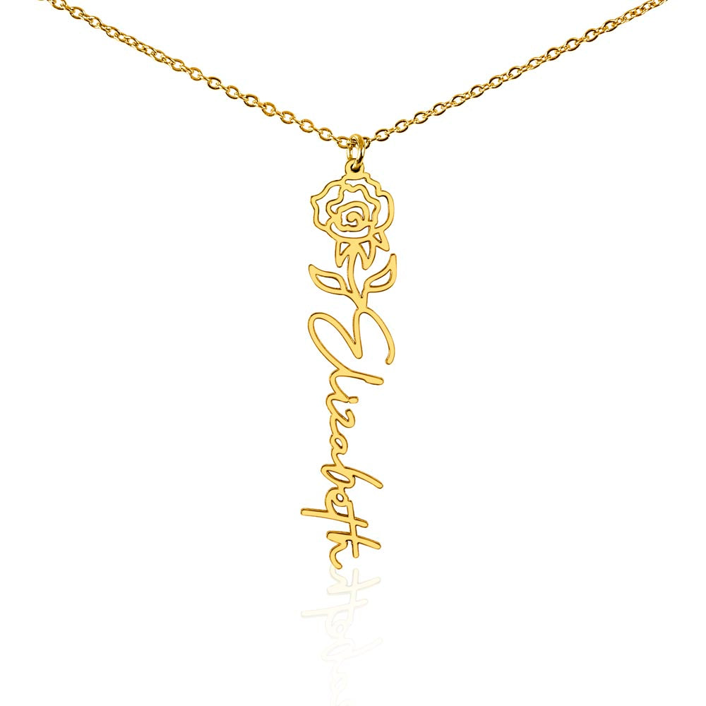 Birth Month Flower Name Necklace