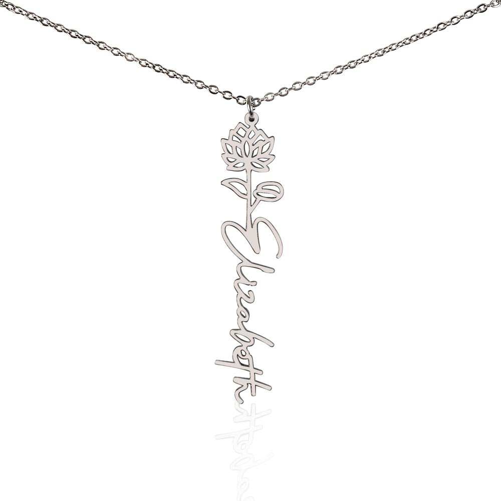 Birth Month Flower Name Necklace
