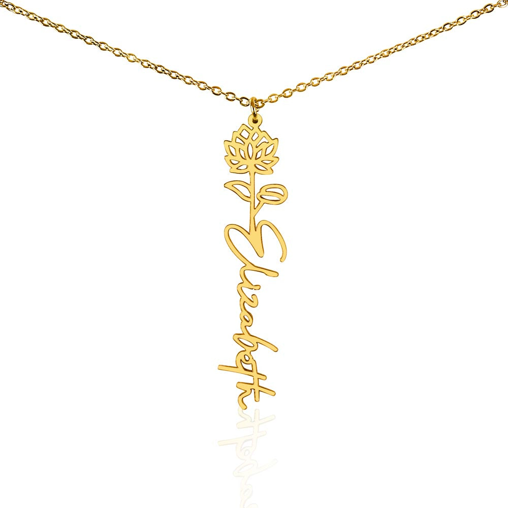 Birth Month Flower Name Necklace