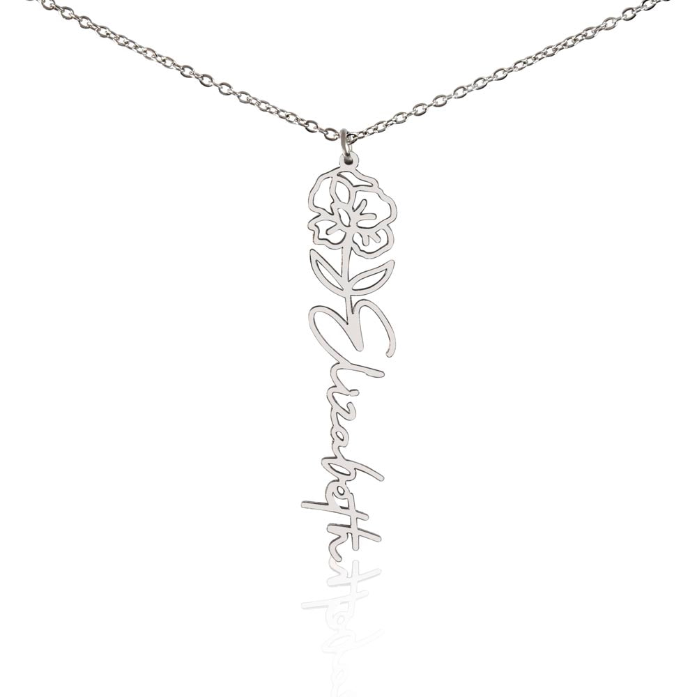 Birth Month Flower Name Necklace