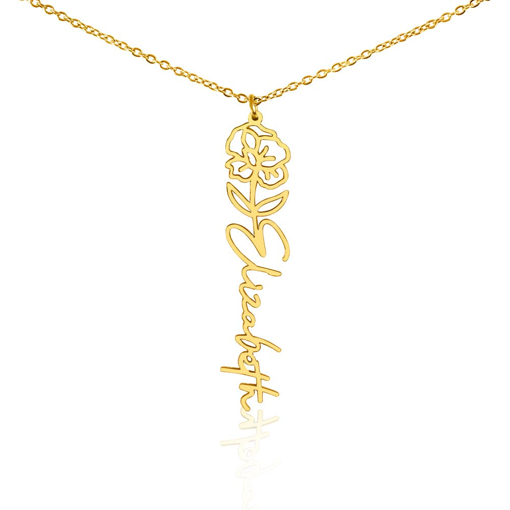 Birth Month Flower Name Necklace