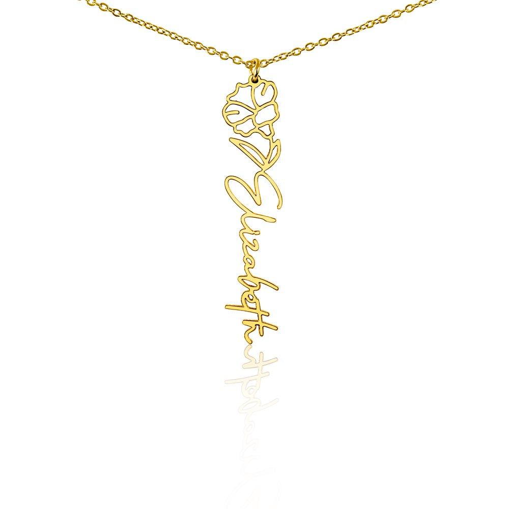 Birth Month Flower Name Necklace