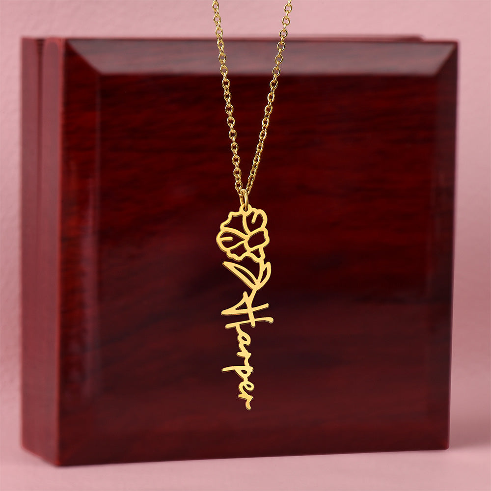Birth Month Flower Name Necklace