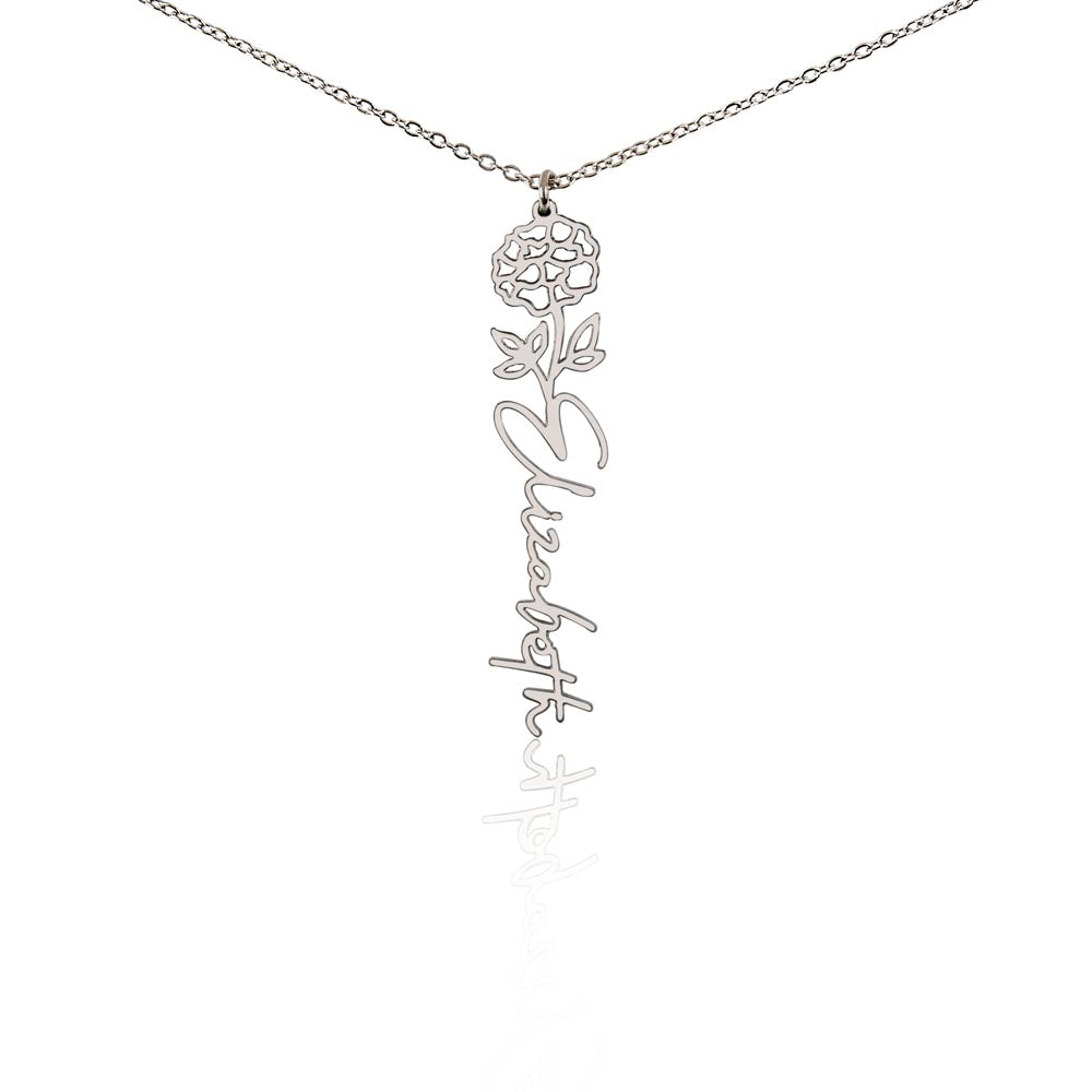 Birth Month Flower Name Necklace