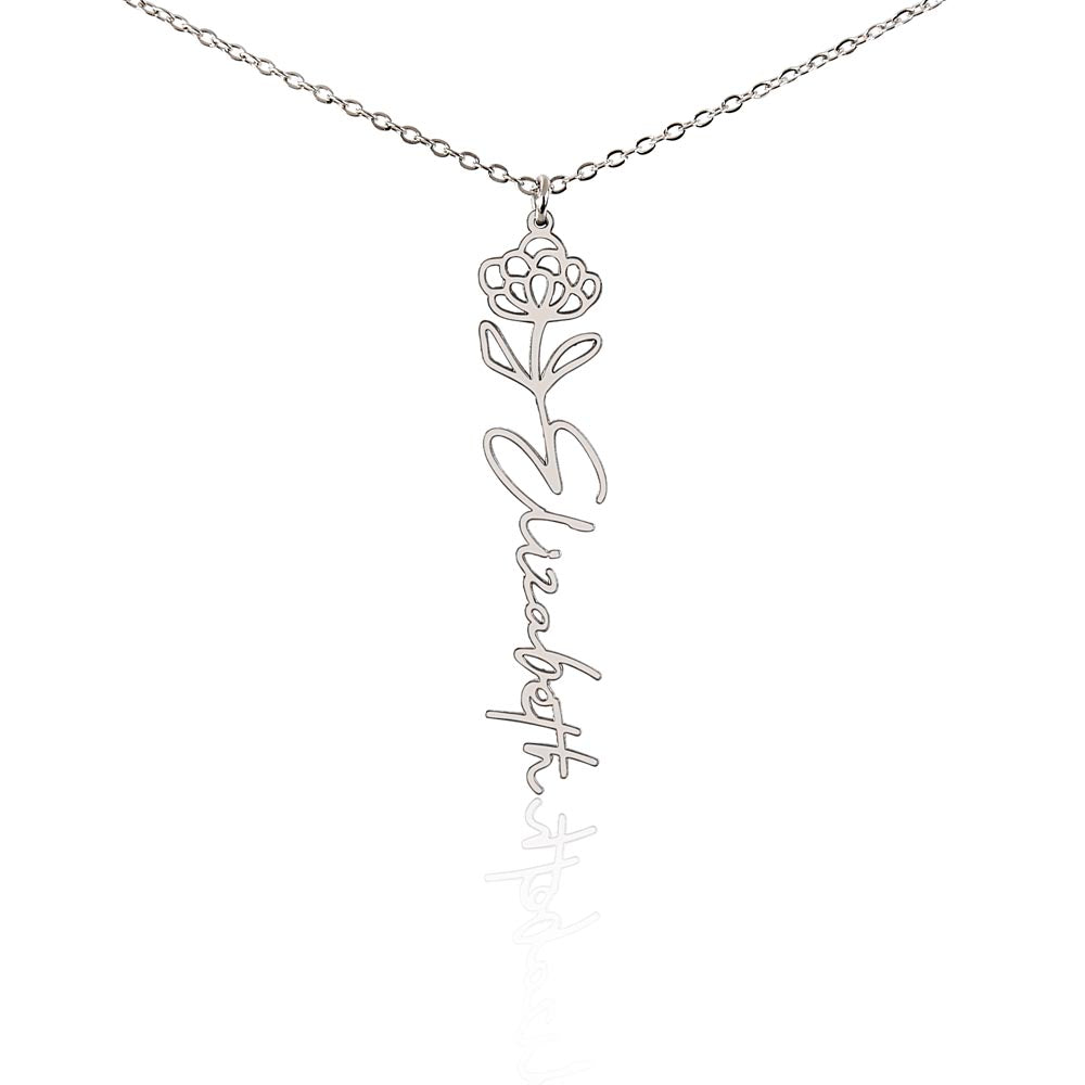 Birth Month Flower Name Necklace