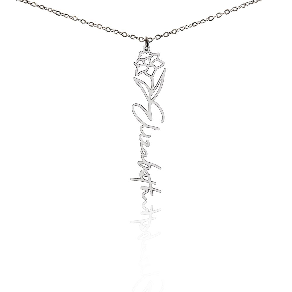 Birth Month Flower Name Necklace