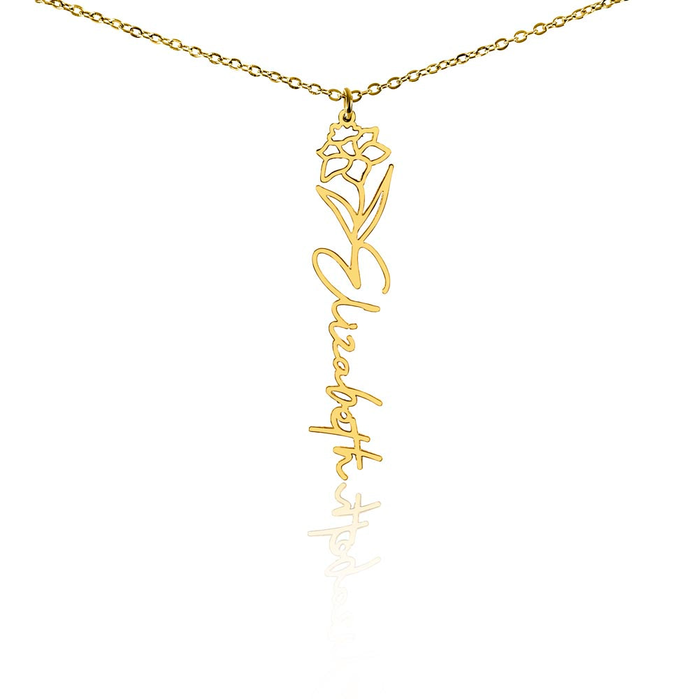 Birth Month Flower Name Necklace