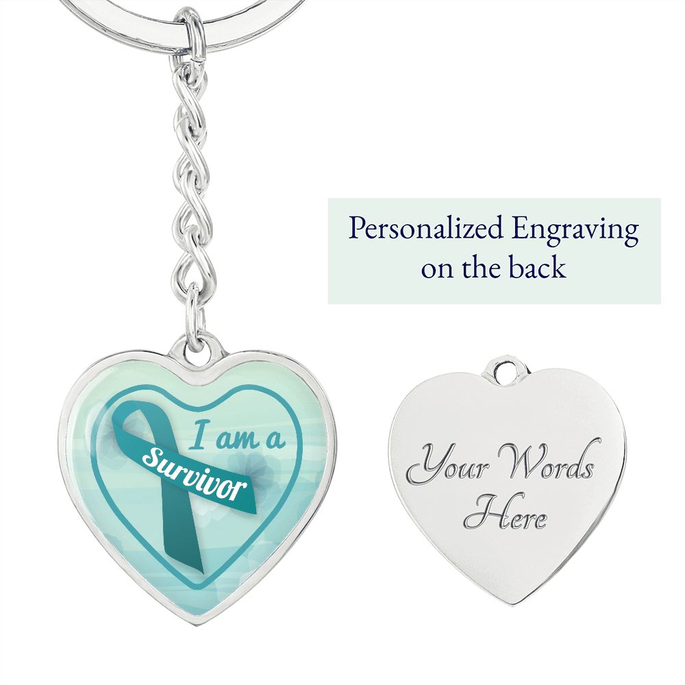 Ovarian Cancer Survivor Keychain Heart