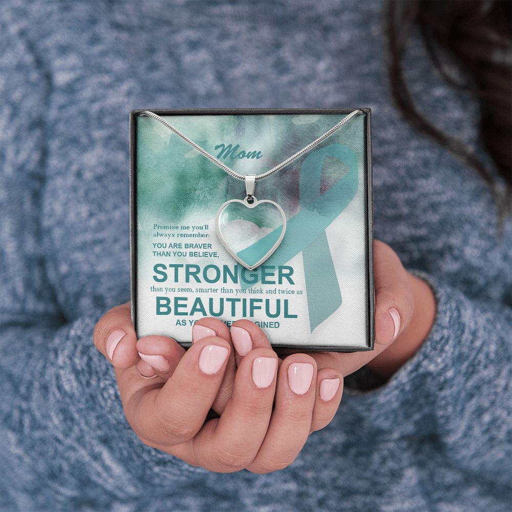 Mom Ovarian Cancer Necklace and Message Card