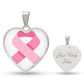 Breast Cancer Ribbon Heart Necklace